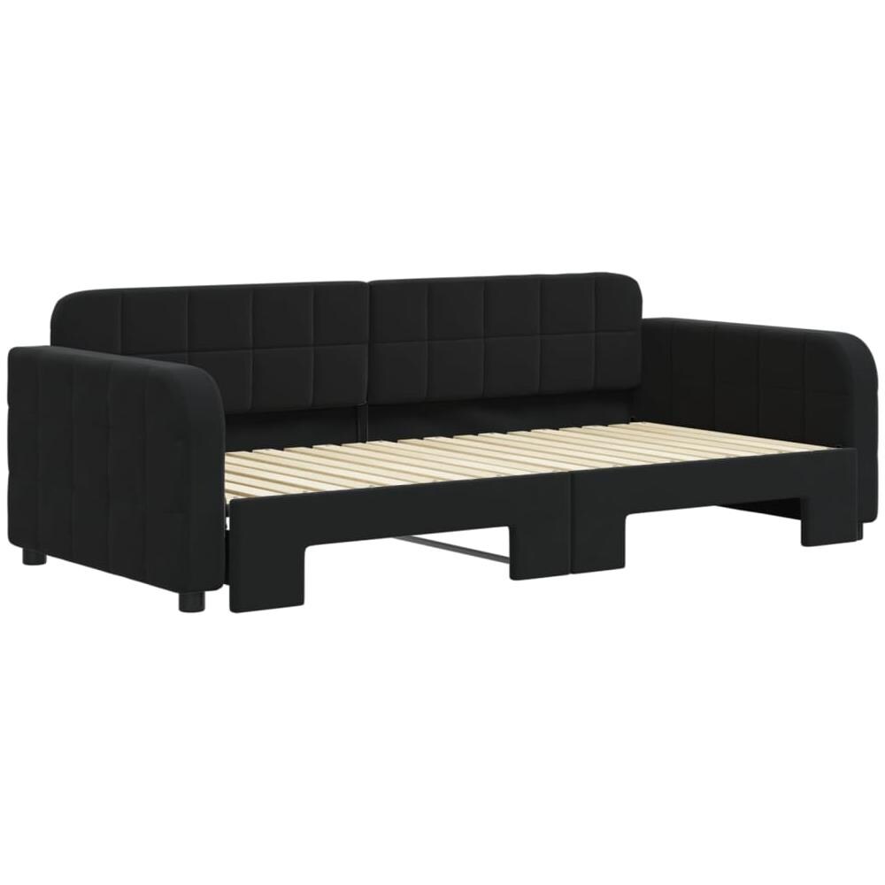 Divano Letto Con Letto Estraibile Nero 90x190 Cm In Velluto - Foto 3