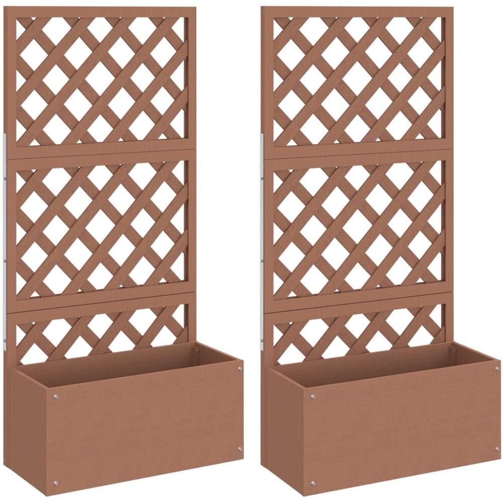 Fioriere A Traliccio 2pz Marroni 65x33x135 Cm Wpc - Foto 2