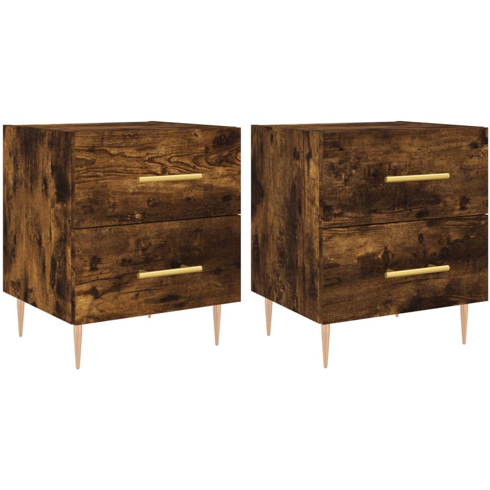 Comodini 2 Pz Rovere Fumo 40x35x47,5 Cm In Legno Multistrato - Foto 2