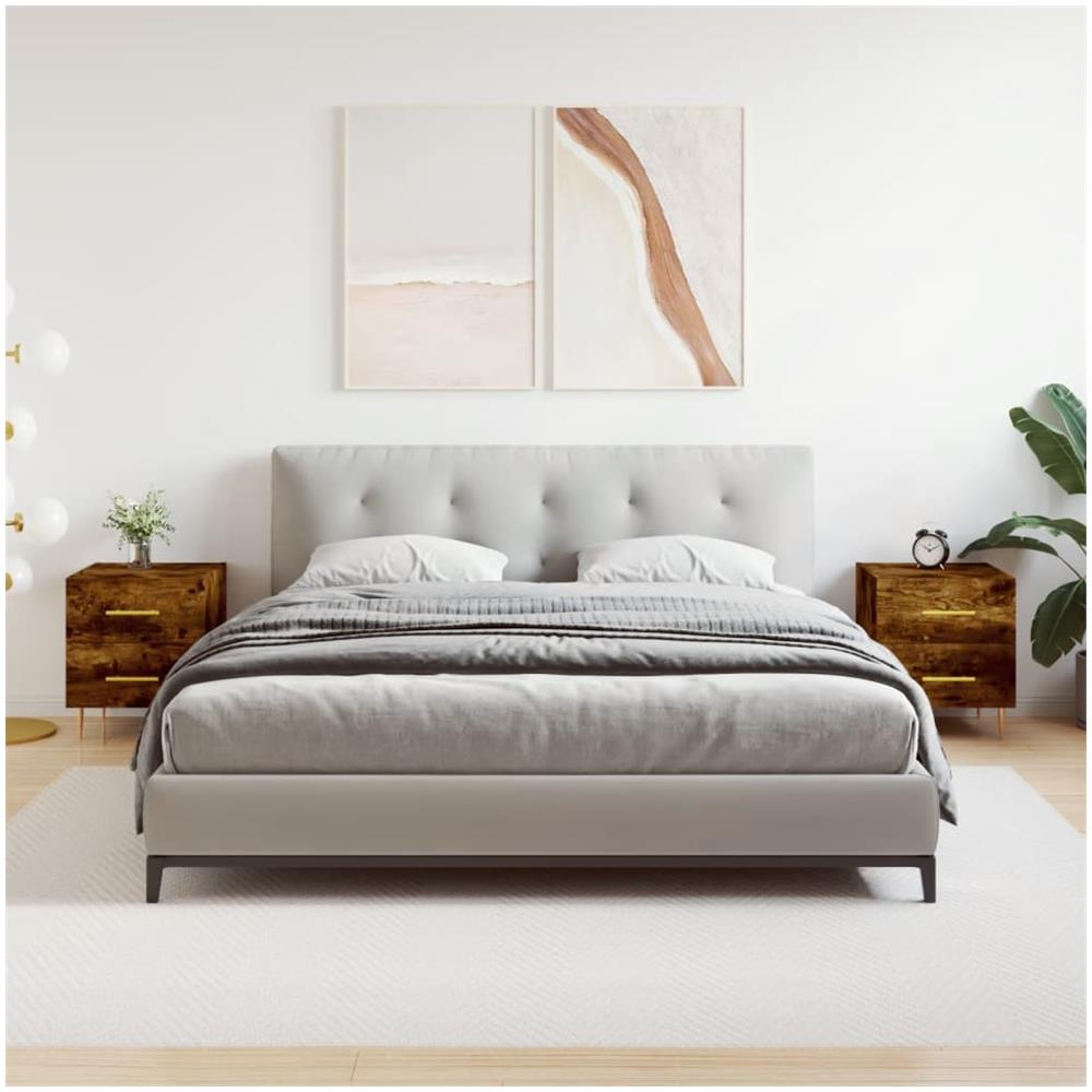 Comodini 2 Pz Rovere Fumo 40x35x47,5 Cm In Legno Multistrato - Foto 1
