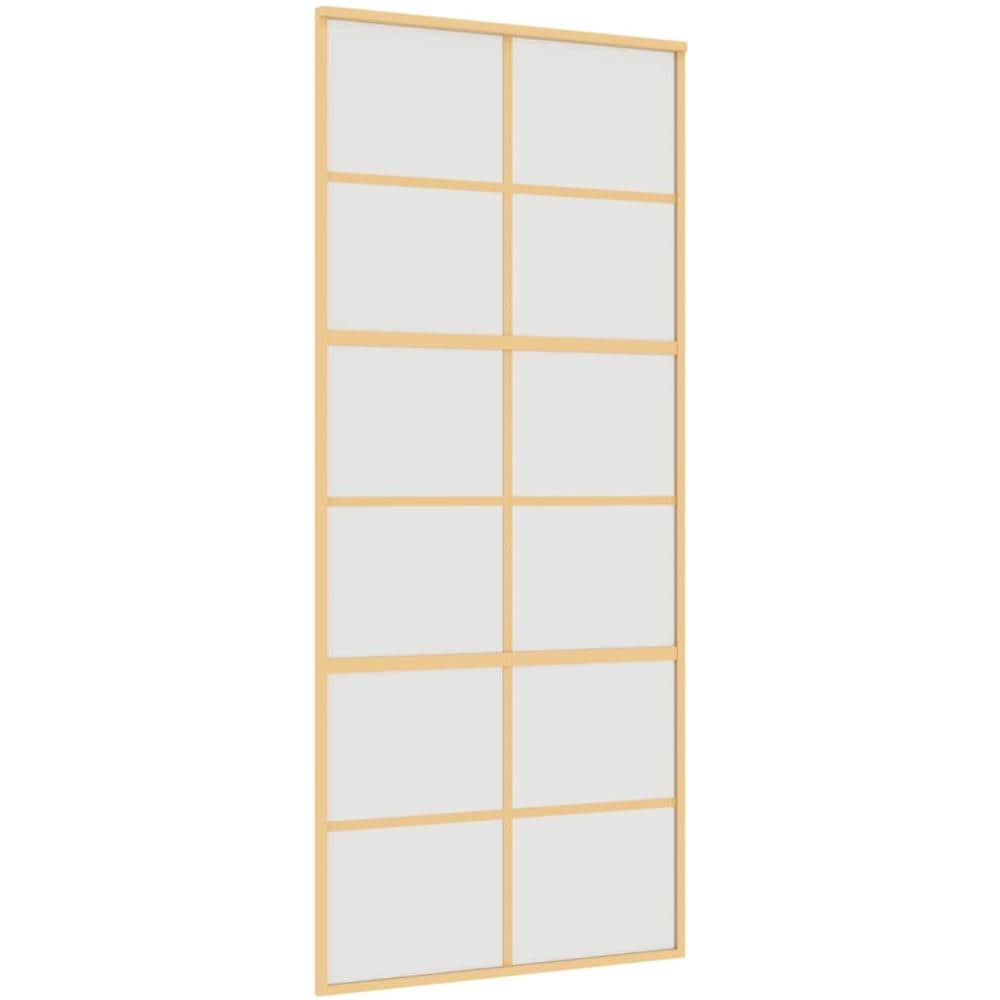 Porta Scorrevole Dorata 90x205 Vetro Smerigliato Esg Alluminio - Foto 2