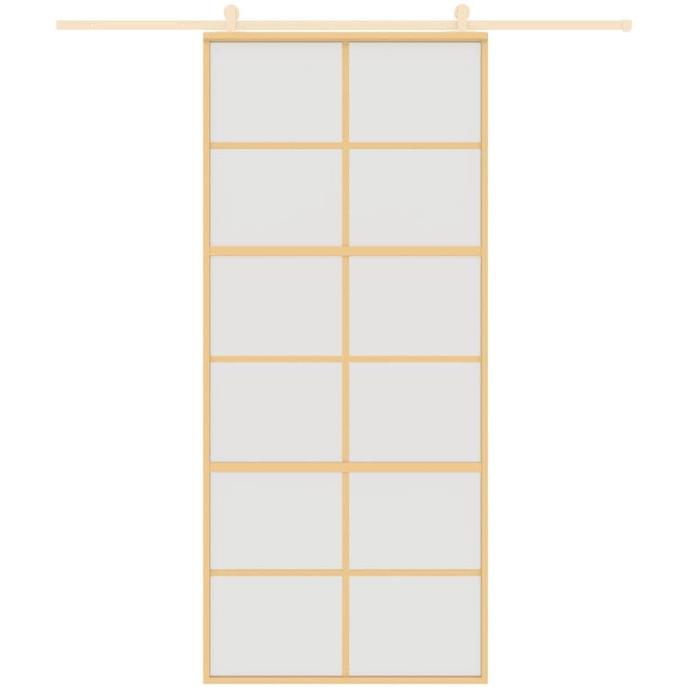 Porta Scorrevole Dorata 90x205 Vetro Smerigliato Esg Alluminio - Foto 3