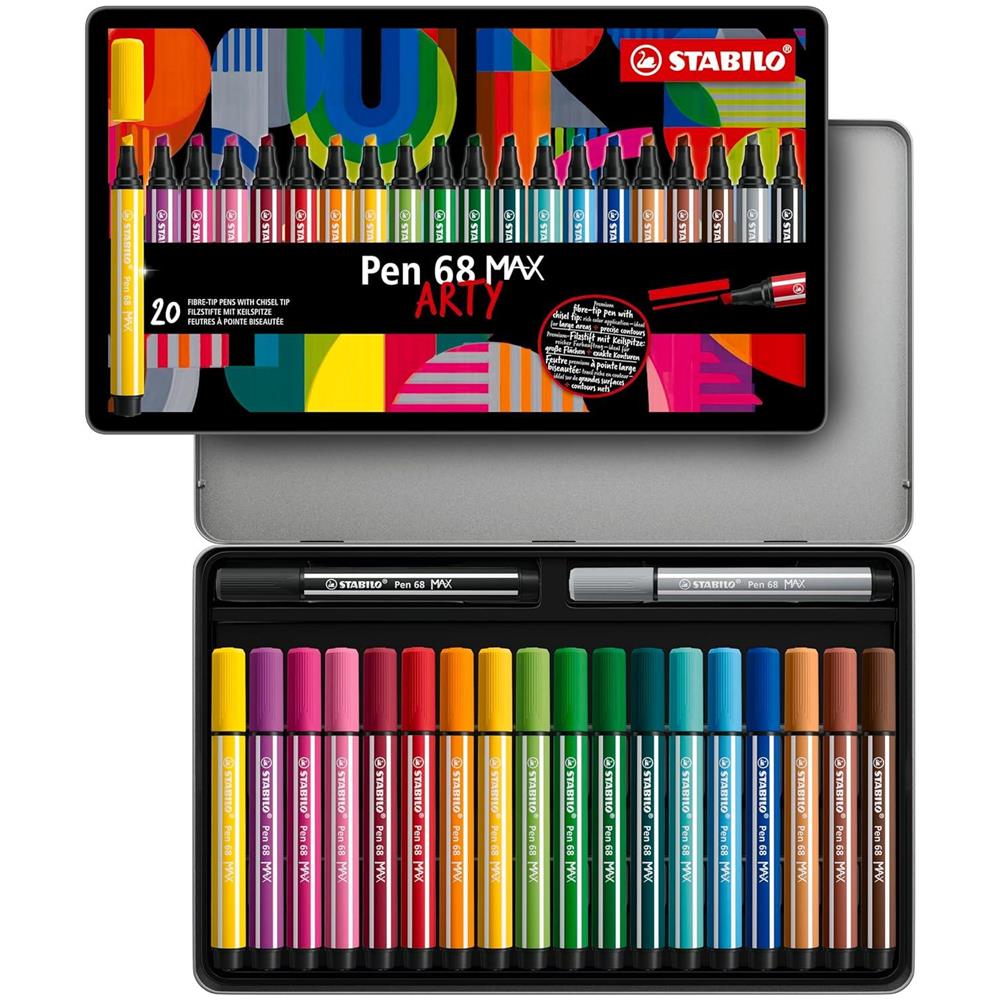 Pen 68 MAX - Pennarello Premium a tratto doppio (1 + 5 mm) - ARTY - Scatola in Metallo da 20 - Colori assortiti - Foto 1
