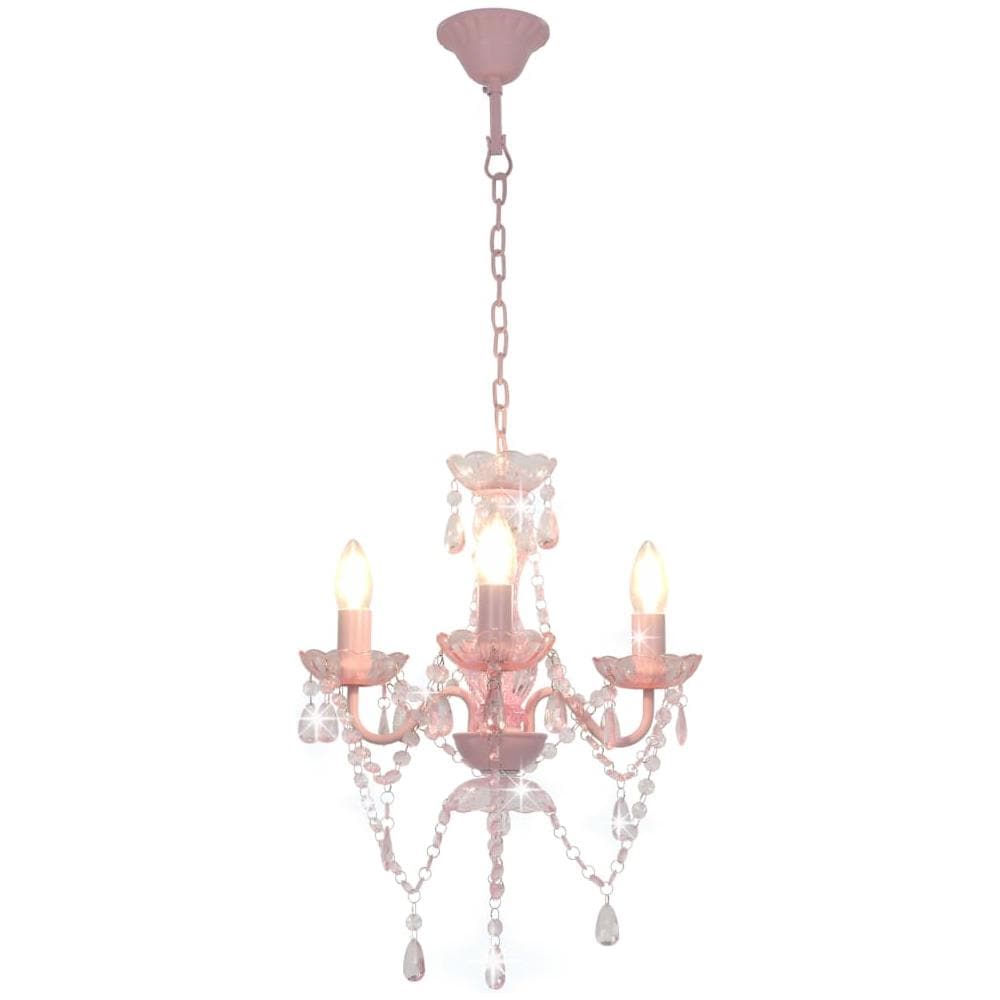 Lampadario Con Perline Rosa Tondo 3 E14 - Foto 7