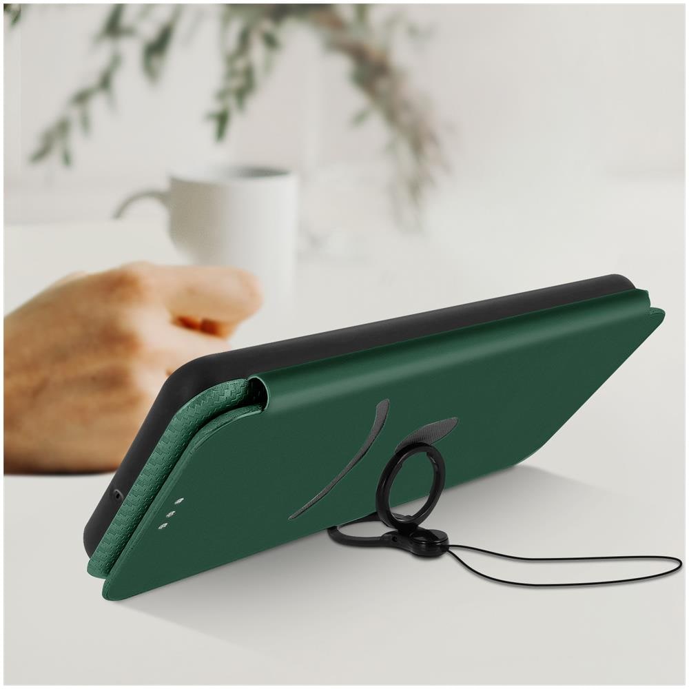 Custodia Samsung Galaxy A52 5g / 4g Effetto Carbonio Funzione Supporto Verde - Foto 2