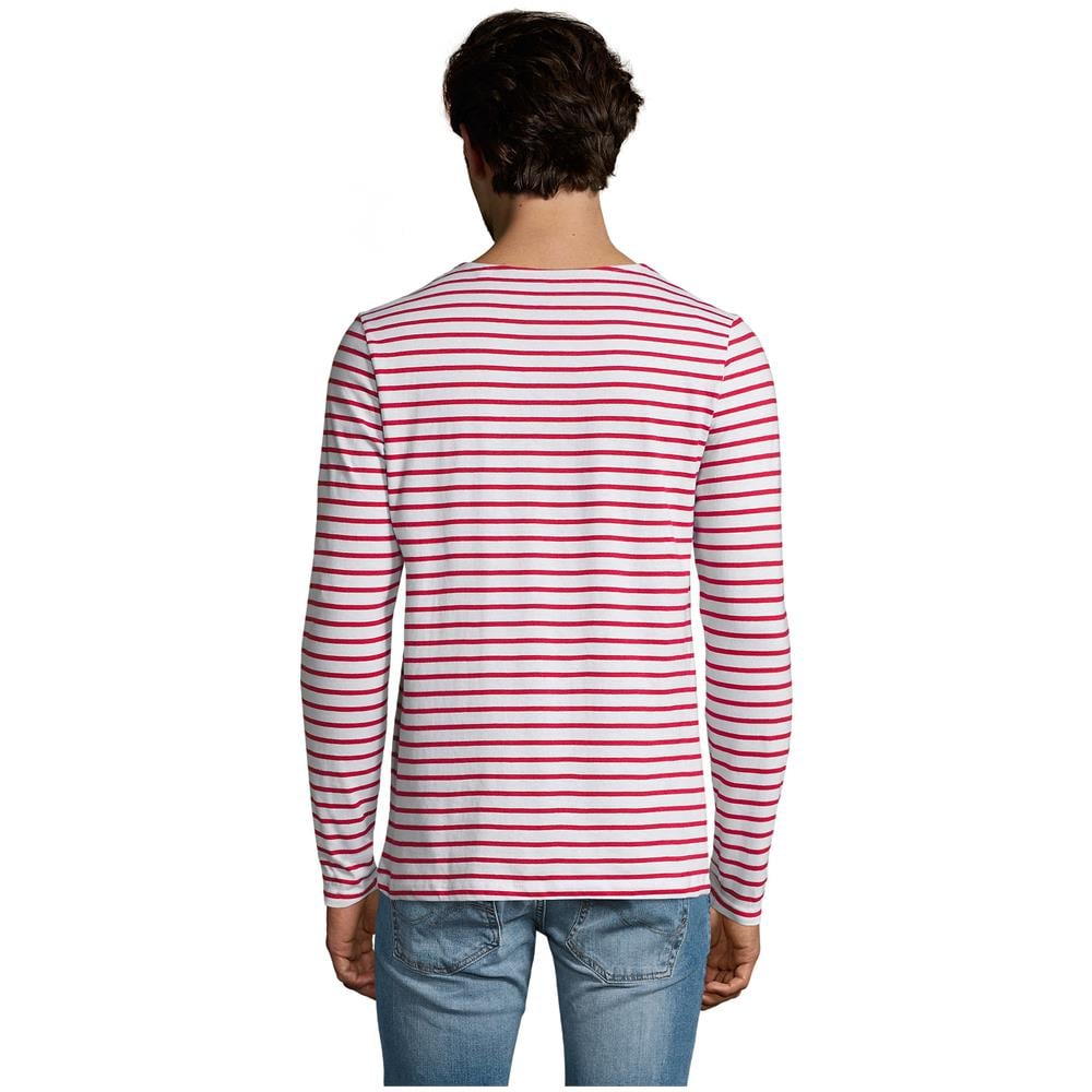 T-shirt Da Uomo A Maniche Lunghe A Righe Di Colore E Taglia Rosso L - Foto 2