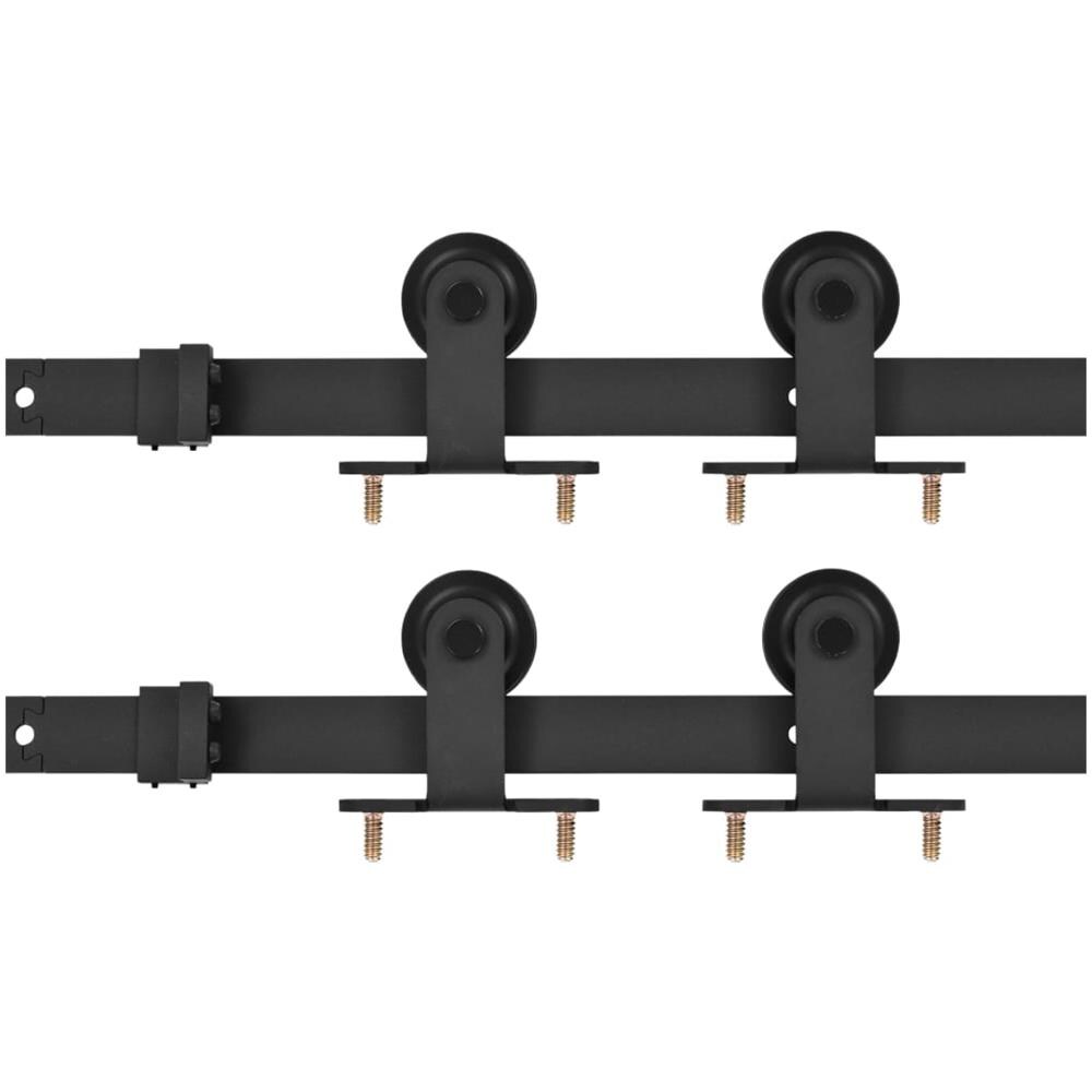 Kit Di Binari Per Porte Scorrevoli 2 Pz 200 Cm In Acciaio Nero - Foto 2