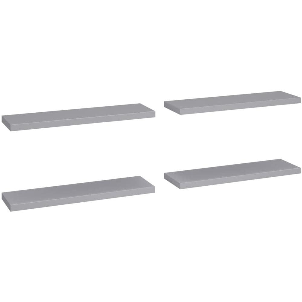 Scaffali A Parete 4 Pz Grigi 90x23,5x3,8 Cm In Mdf - Foto 2