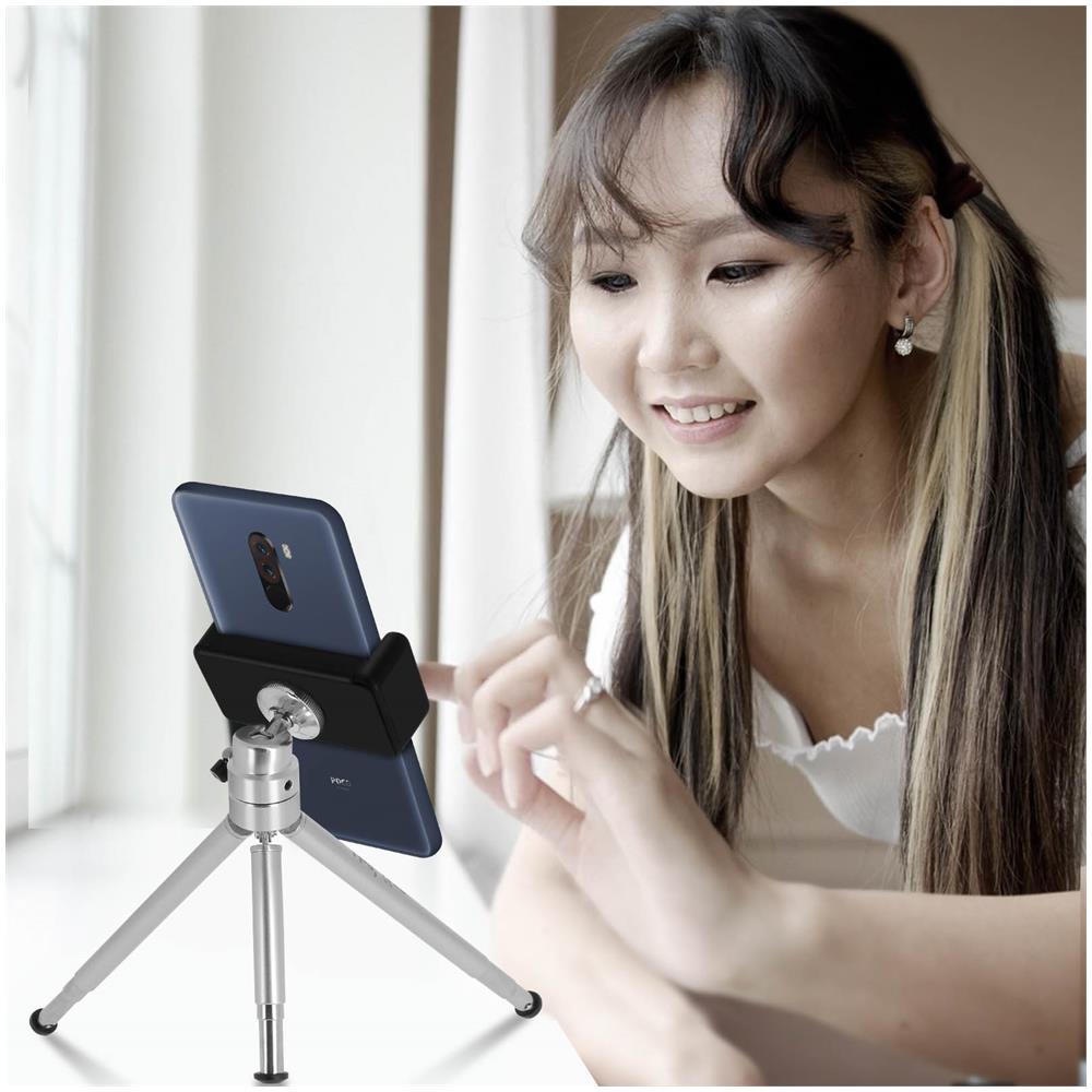 Mini Treppiedi Smartphone In Metallo Piedi Espanbili Ruota A 360° Argento - Foto 2