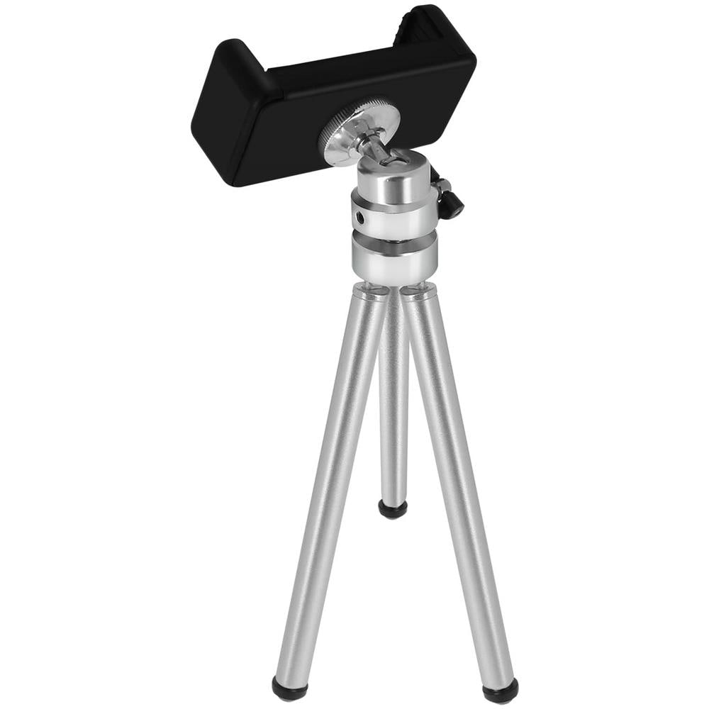 Mini Treppiedi Smartphone In Metallo Piedi Espanbili Ruota A 360° Argento - Foto 1