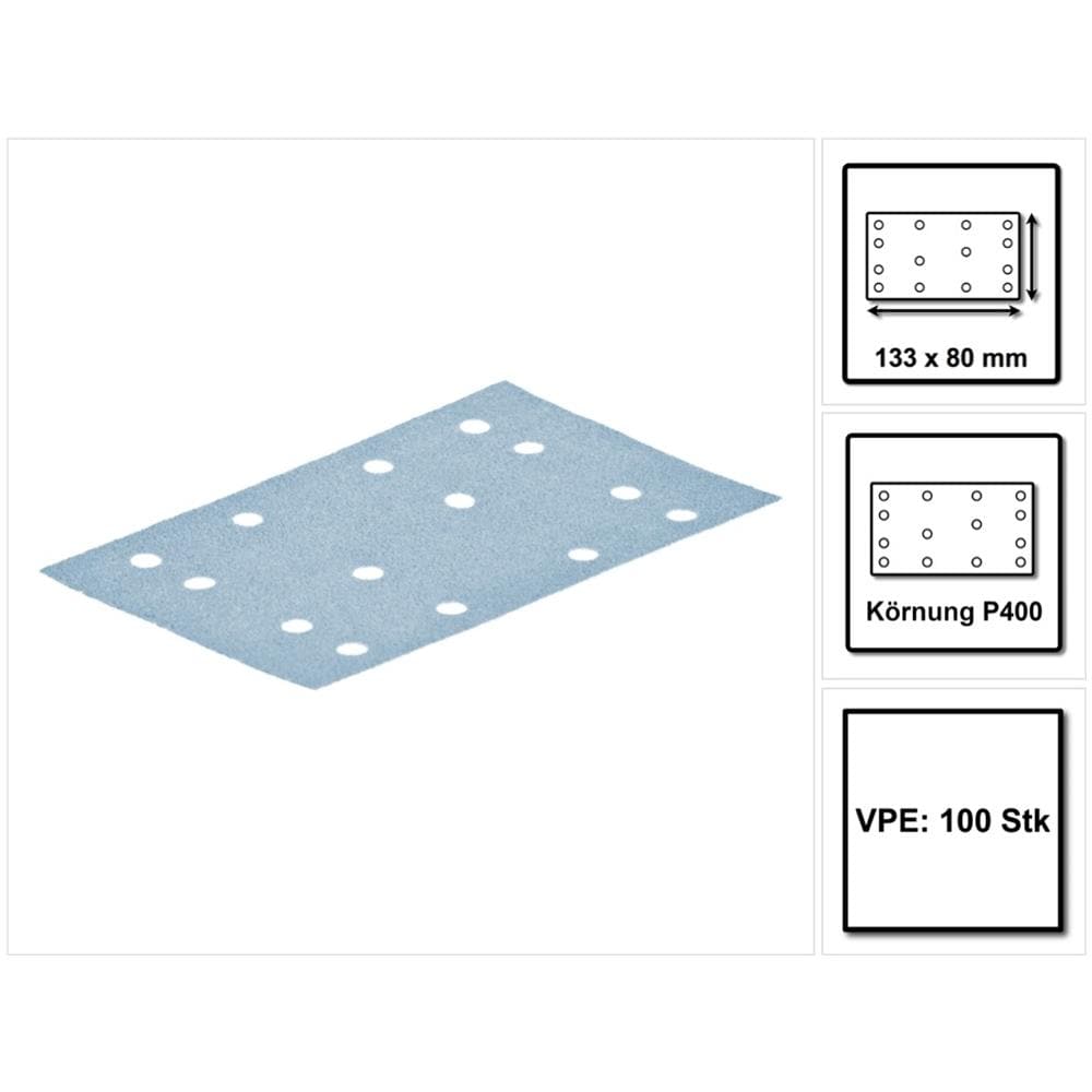 Stf 80x133 Foglio Abrasivo Granat / P400 / 80 X 133 Mm - 100 Pz. (497126) Per Levigatrici Rts 400, Rtsc 400, Rs 400, Rs 4, Ls 130 - Foto 1