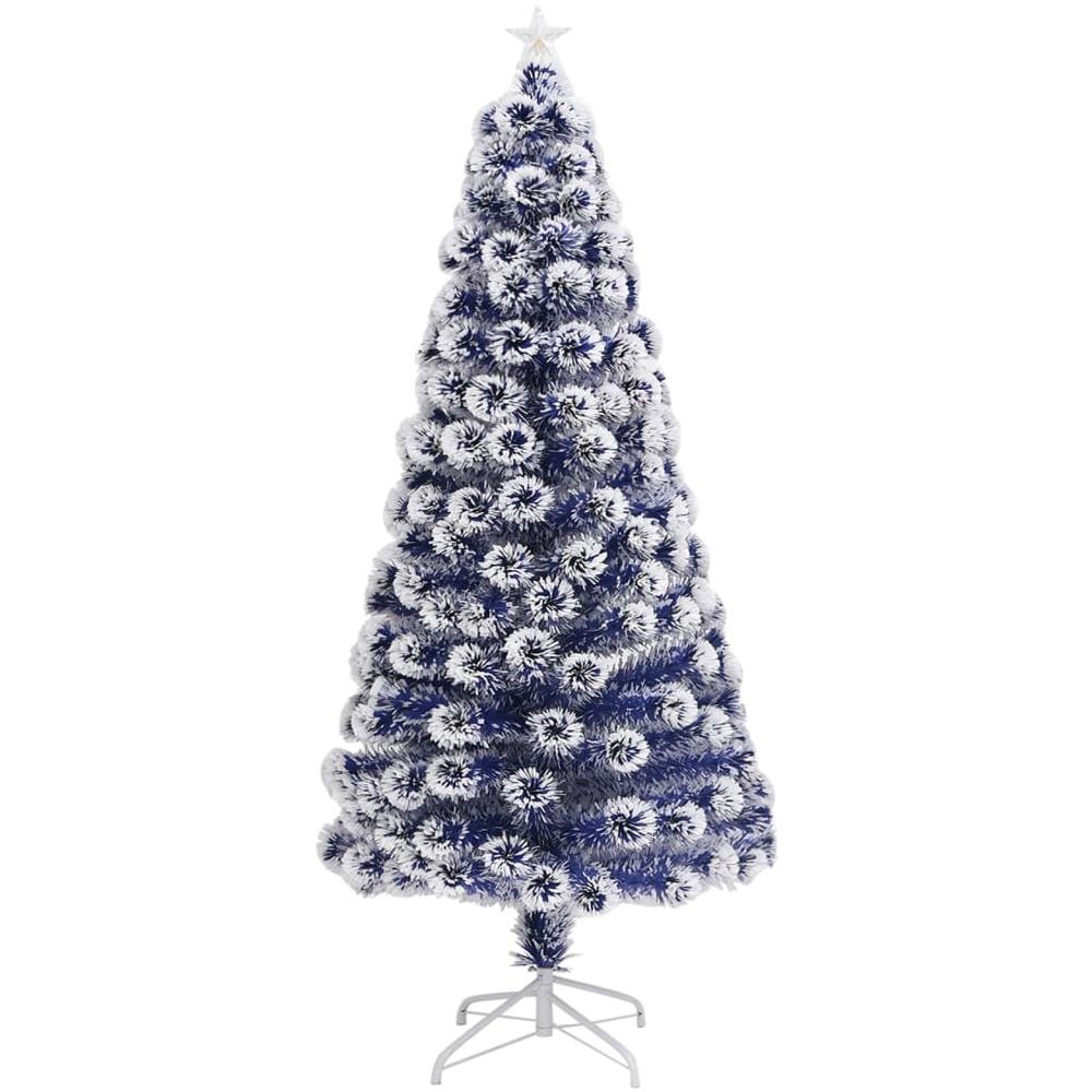 Albero Natale Artificiale Led Bianco E Blu 150 Cm Fibra Ottica - Foto 3