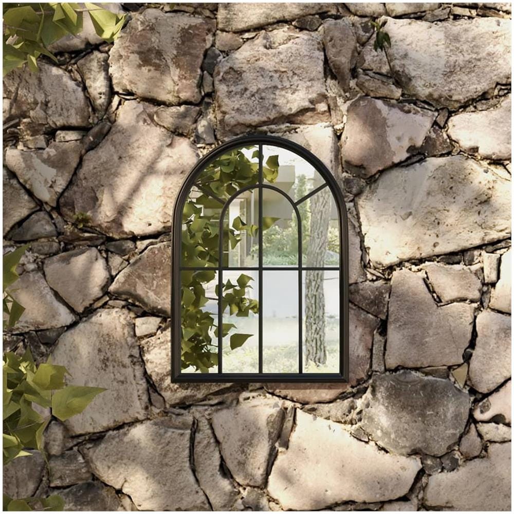 Specchio Da Giardino Nero 60x45 Cm In Ferro Per Uso Esterno - Foto 1