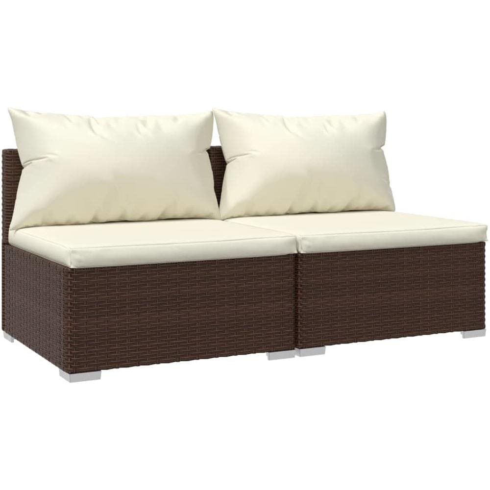 Set Divani Da Giardino Con Cuscini 2 Pz In Polyrattan Marrone - Foto 2