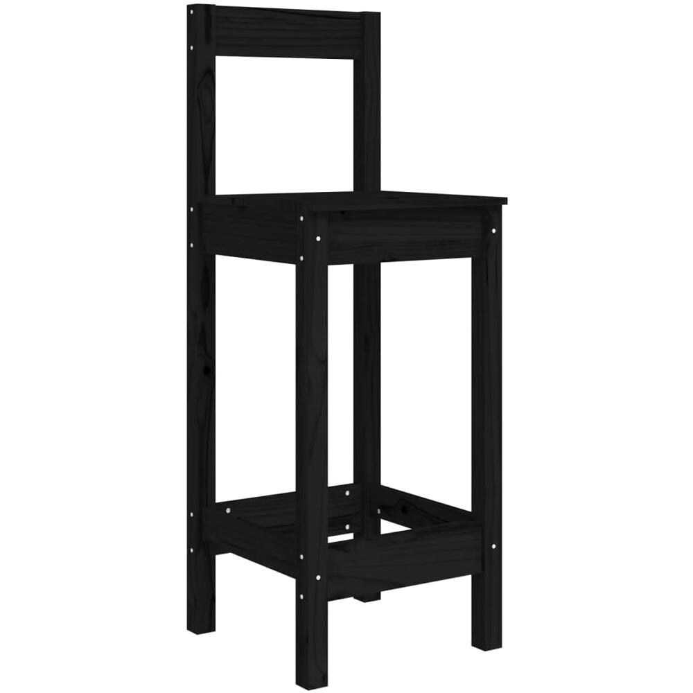 Sedie Da Bar 2 Pz Nere 40x41,5x112 Cm Legno Massello Di Pino - Foto 3
