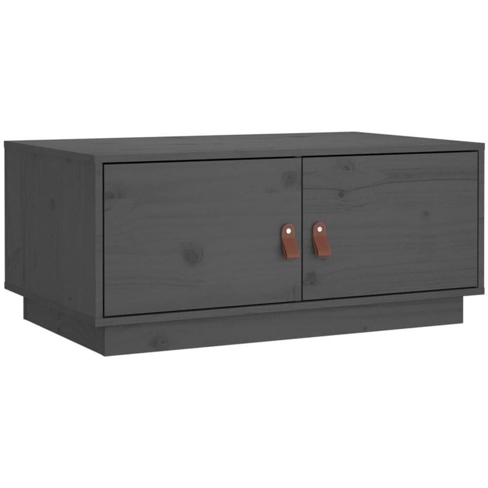 Tavolino Da Salotto Grigio 80x50x35cm In Legno Massello Di Pino - Foto 2