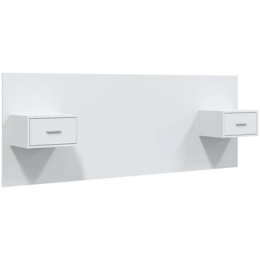 Testiera Per Letto Con Comodini In Legno Multistrato Bianco - Foto 2
