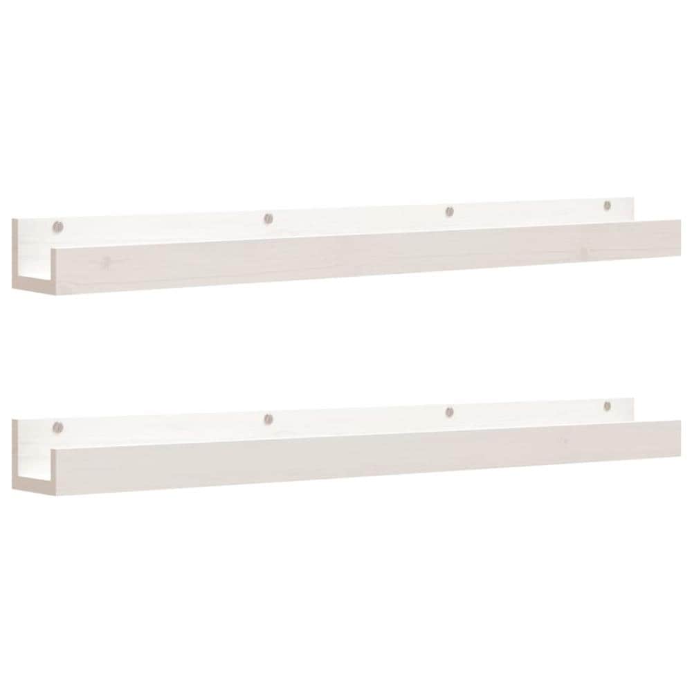 Mensole Da Parete 2 Pz Bianco 110x12x9cm Legno Massello Di Pino - Foto 2