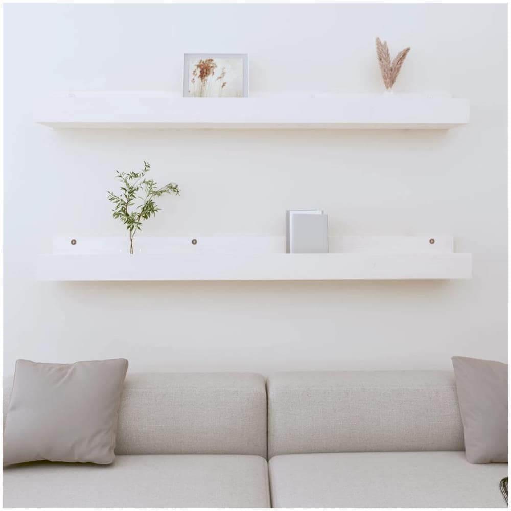 Mensole Da Parete 2 Pz Bianco 110x12x9cm Legno Massello Di Pino - Foto 1