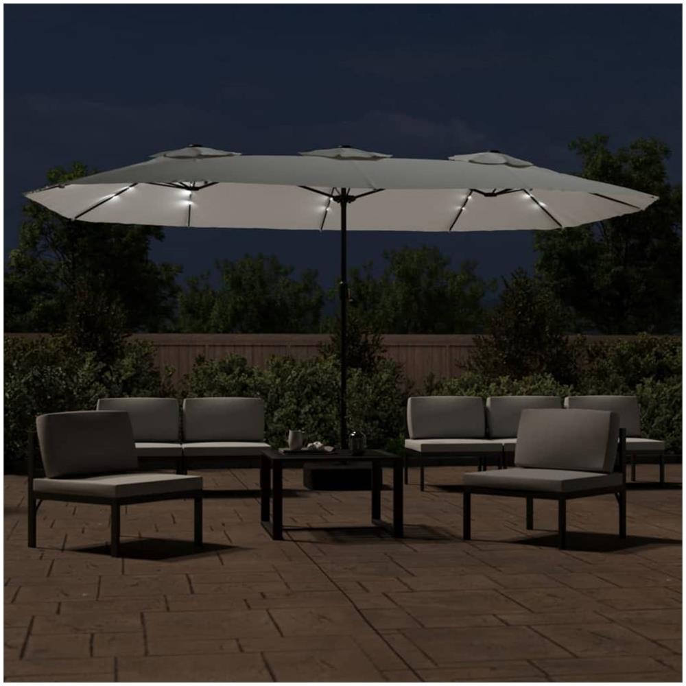 Ombrellone A Doppia Testa Con Led Bianco Sabbia 449x245 Cm - Foto 3