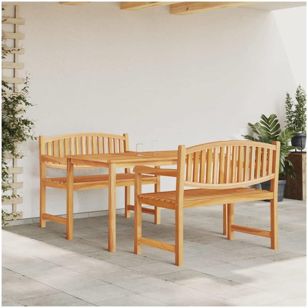 Set Da Pranzo Per Giardino 3 Pz In Legno Massello Di Teak - Foto 1