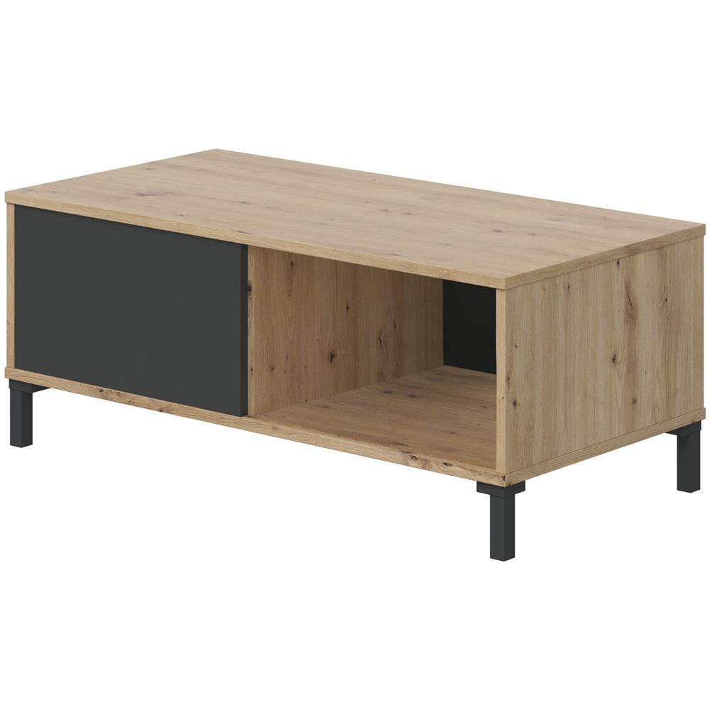 Tavolino Da Salotto Evansville, Tavolino Da Caffè, Tavolo Basso Da Soggiorno, 100x50h40 Cm, Rovere Nodi E Antracite - Foto 2