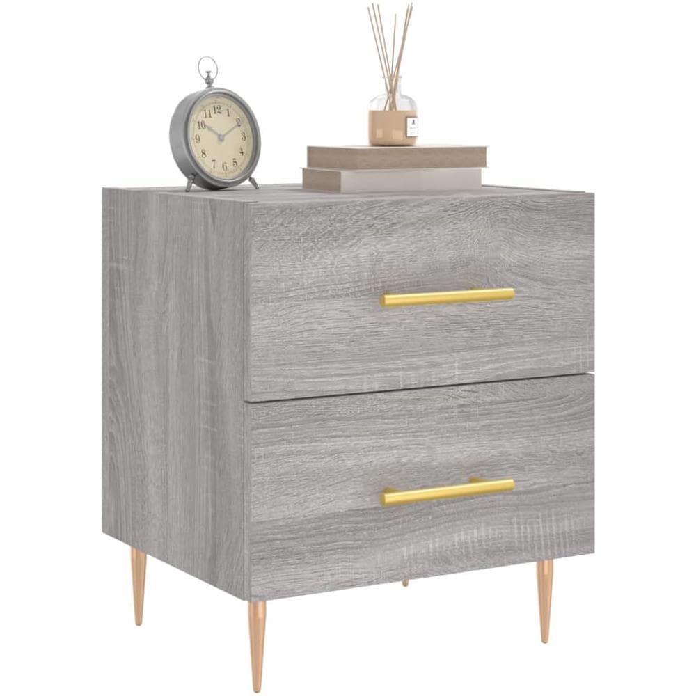 Comodino Grigio Sonoma 40x35x47,5 Cm In Legno Multistrato - Foto 3