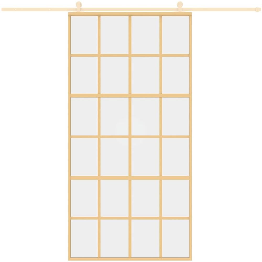 Porta Scorrevole Oro 102,5x205 Vetro Trasparente Esg Alluminio - Foto 3