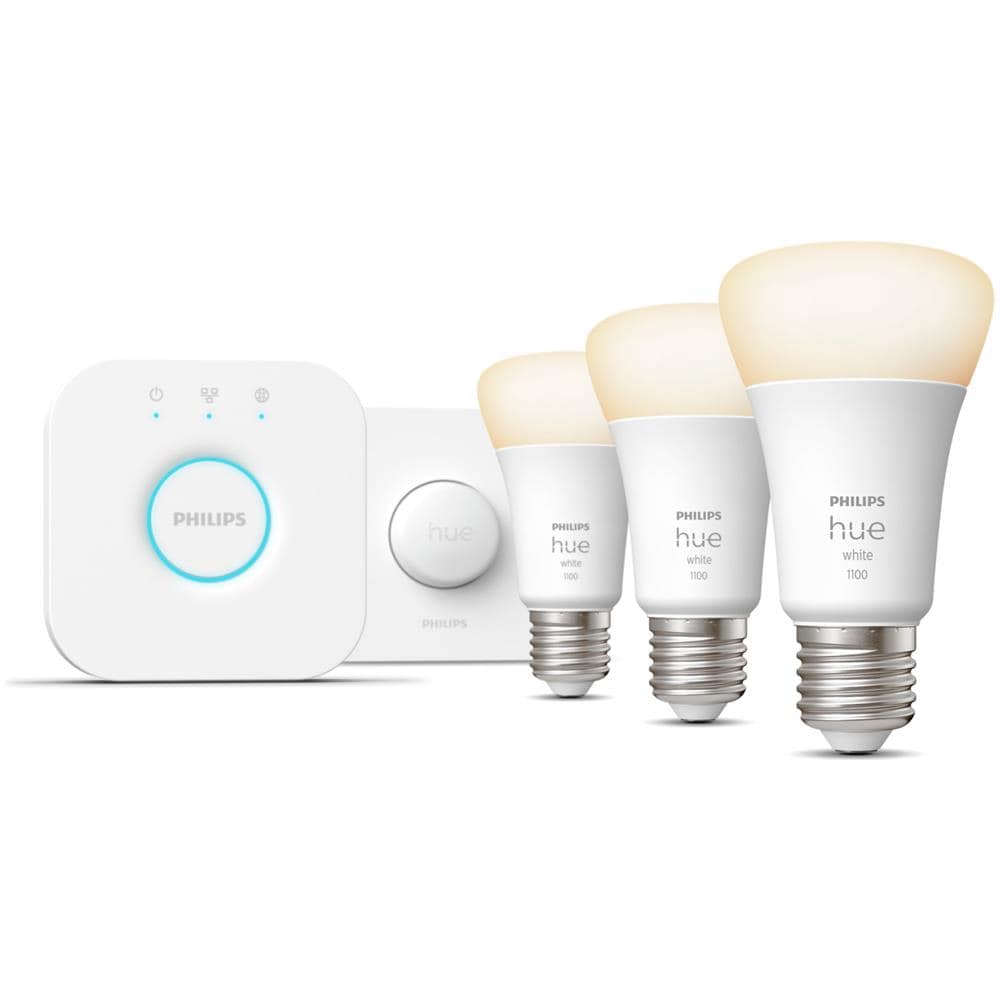 Philips Hue White Starter Kit Bridge + 3 Lampadine Smart E27 75W + Smart Button - Foto 1
