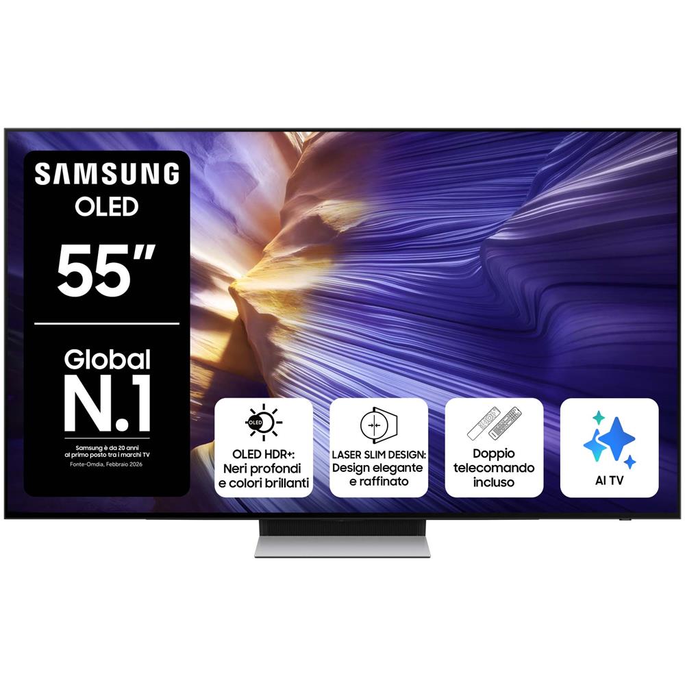 OLED AI TV 55" QE55S90FAEXZT 4K, Processore NQ4 AI Gen3, 4K AI Upscaling Pro, Schermo antiriflesso, OLED HDR, Dolby Atmos & OTS Lite, Laser Slim Design, Vision AI Smart TV, 2025 - Foto 1