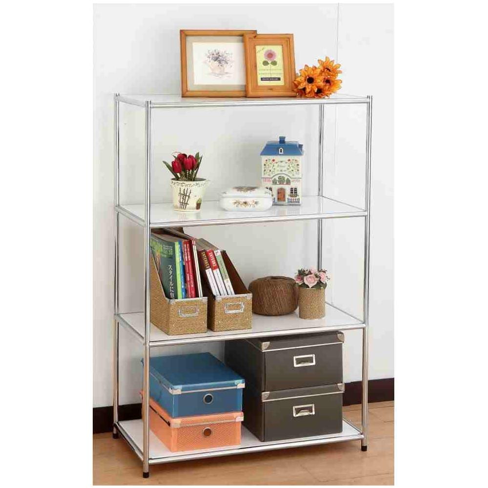 Libreria Cromata Con 4 Ripiani Bianchi Antigraffio Cm. 40x80x120 Kit Scaffale Espositore Serie Ufficio Easy-system - Foto 2
