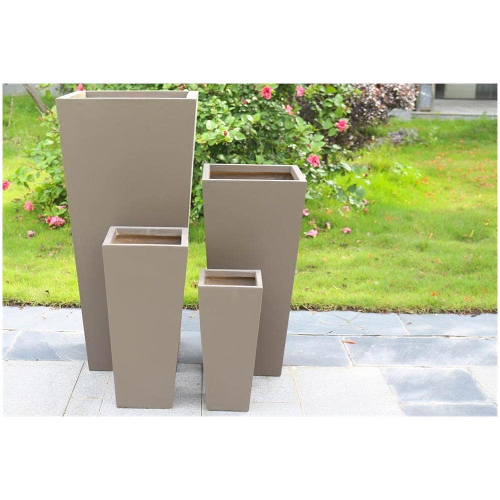 Set Di 4 Vasi Marroni Per Esterno Giardino, Portico, Ristorante, Gelateria Bar Hotel Albergo Piscina - Foto 1