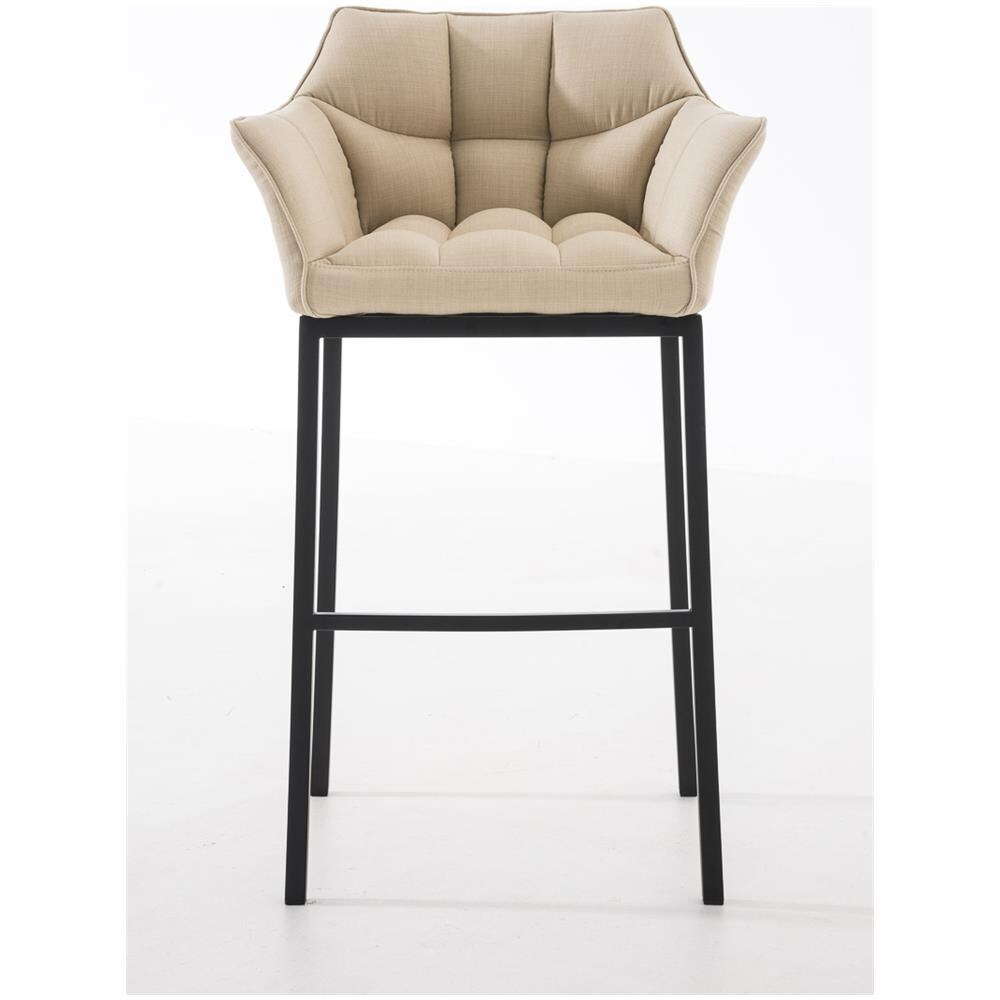 Sgabello DAMASO B con Telaio a 4 Gambe Nero, in Tessuto Crema Telaio Nero Opaco - Foto 2