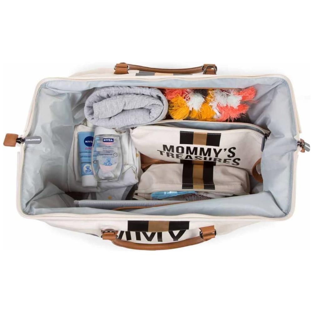 Borsa Per Pannolini Mommy Bag Bianco Avorio E Oro In Tela - Foto 2