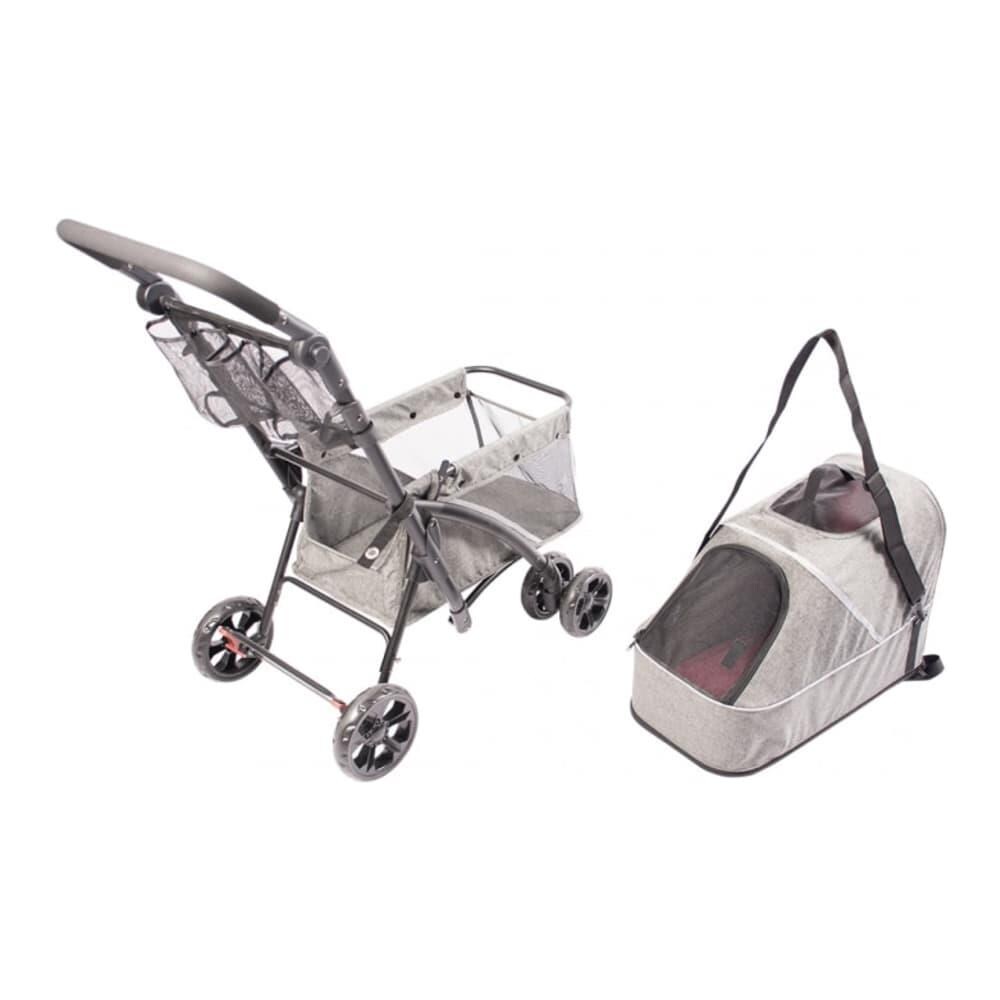 Duvoplus Passeggino per Animali Domestici Deluxe 79x46x99 cm Grigio - Foto 2