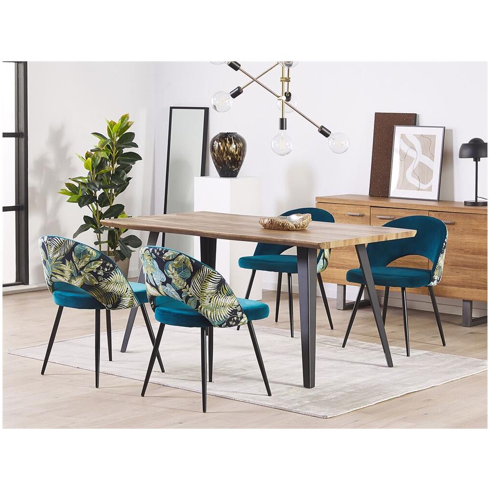 Set Di 2 Sedie Da Pranzo In Velluto Blu Vivian - Foto 2