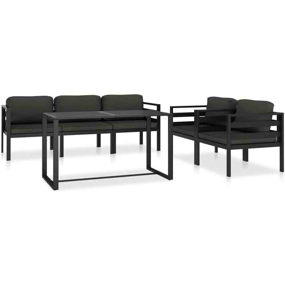 Set Divani Da Giardino 6 Pz Con Cuscini In Alluminio Antracite - Foto 1