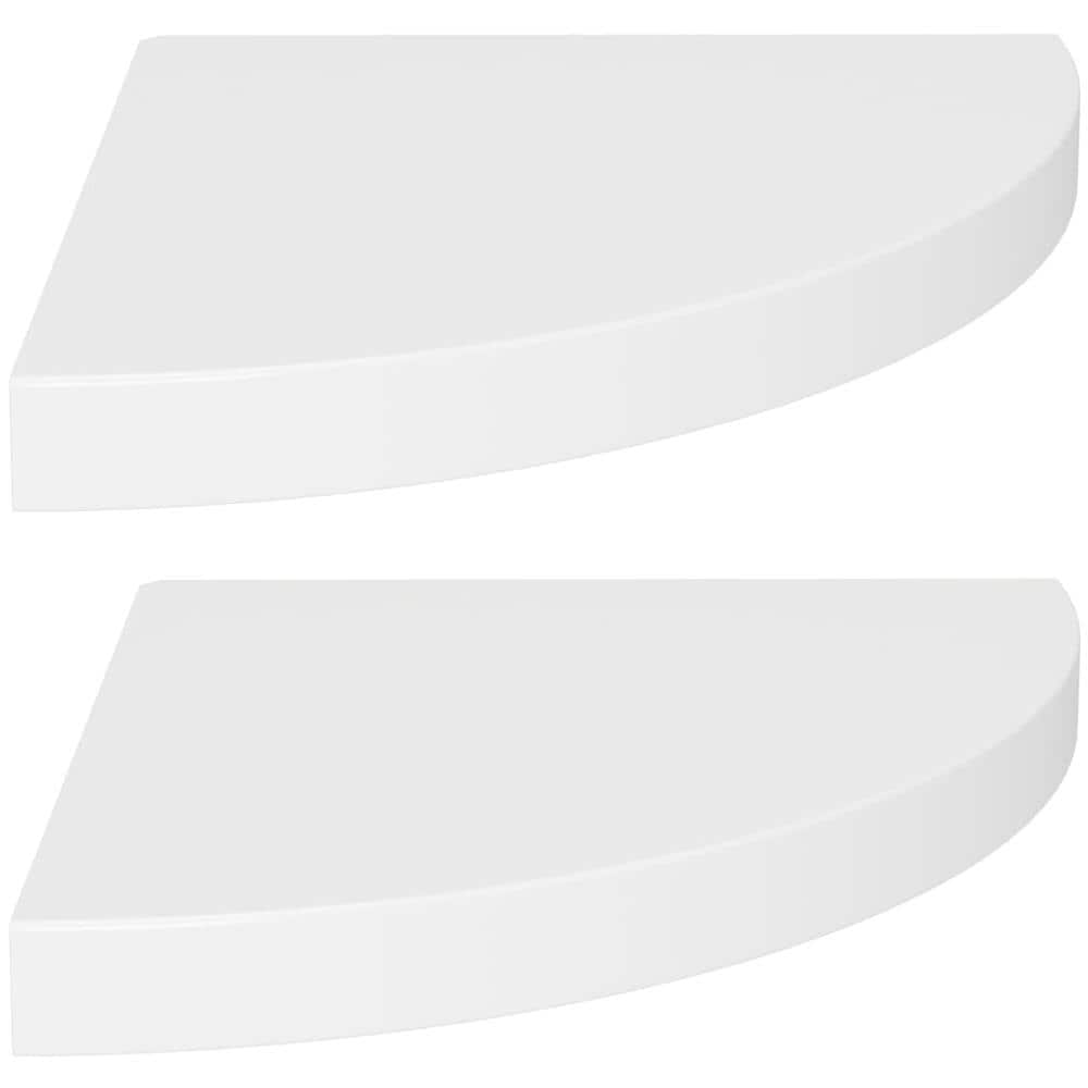 Scaffali Angolari a Parete 2 pz Bianchi 35x35x3,8 cm MDF - Foto 1