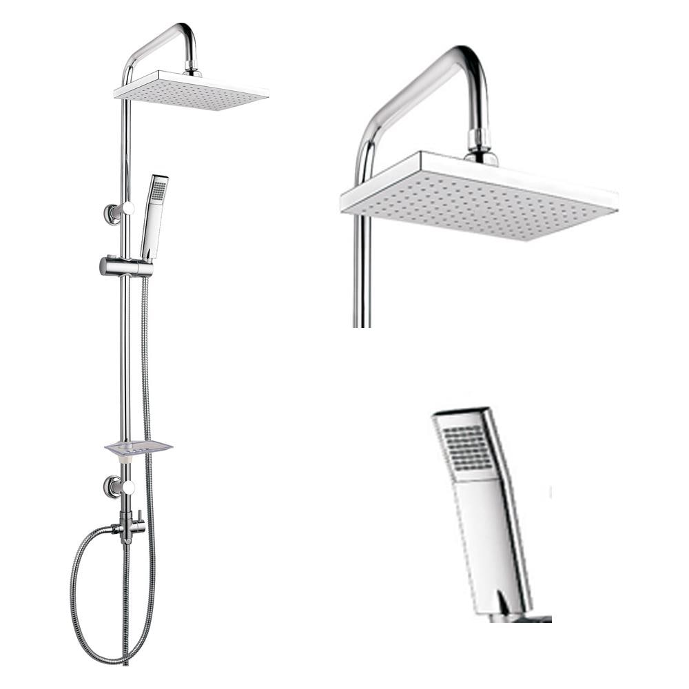 Colonna Doccia Attrezzata Luna Ottone Cromato Soffione E Doccetta Quadrati *** Materiale Staffe A Parete : Abs - Foto 1