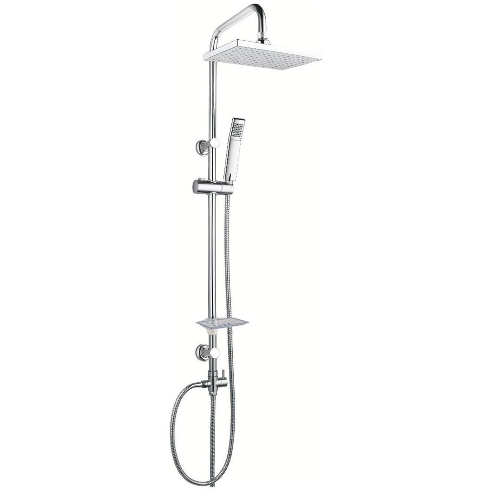 Colonna Doccia Attrezzata Luna Ottone Cromato Soffione E Doccetta Quadrati *** Materiale Staffe A Parete : Abs - Foto 2