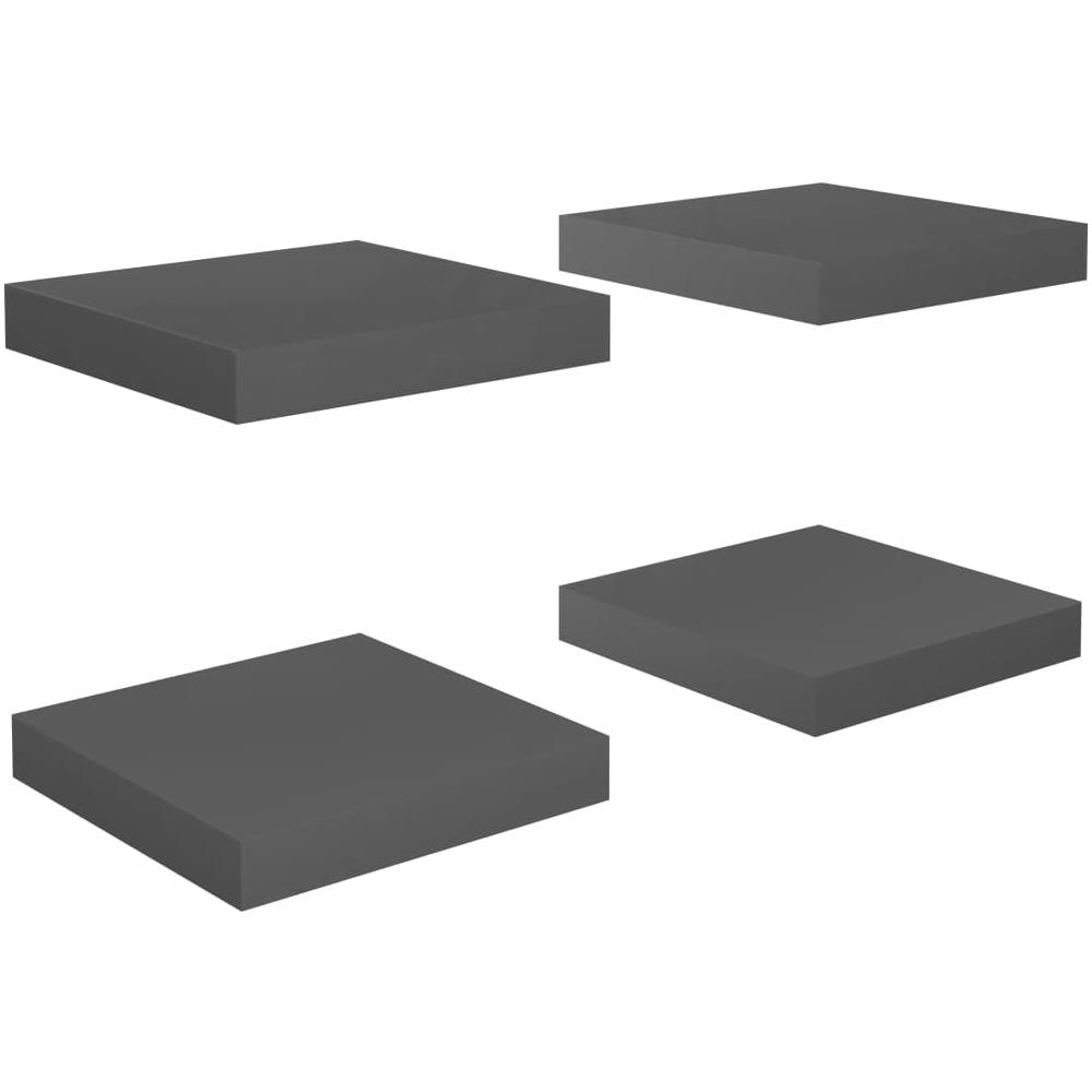 Scaffali A Parete 4 Pz Grigio Lucido 23x23,5x3,8 Cm In Mdf - Foto 2