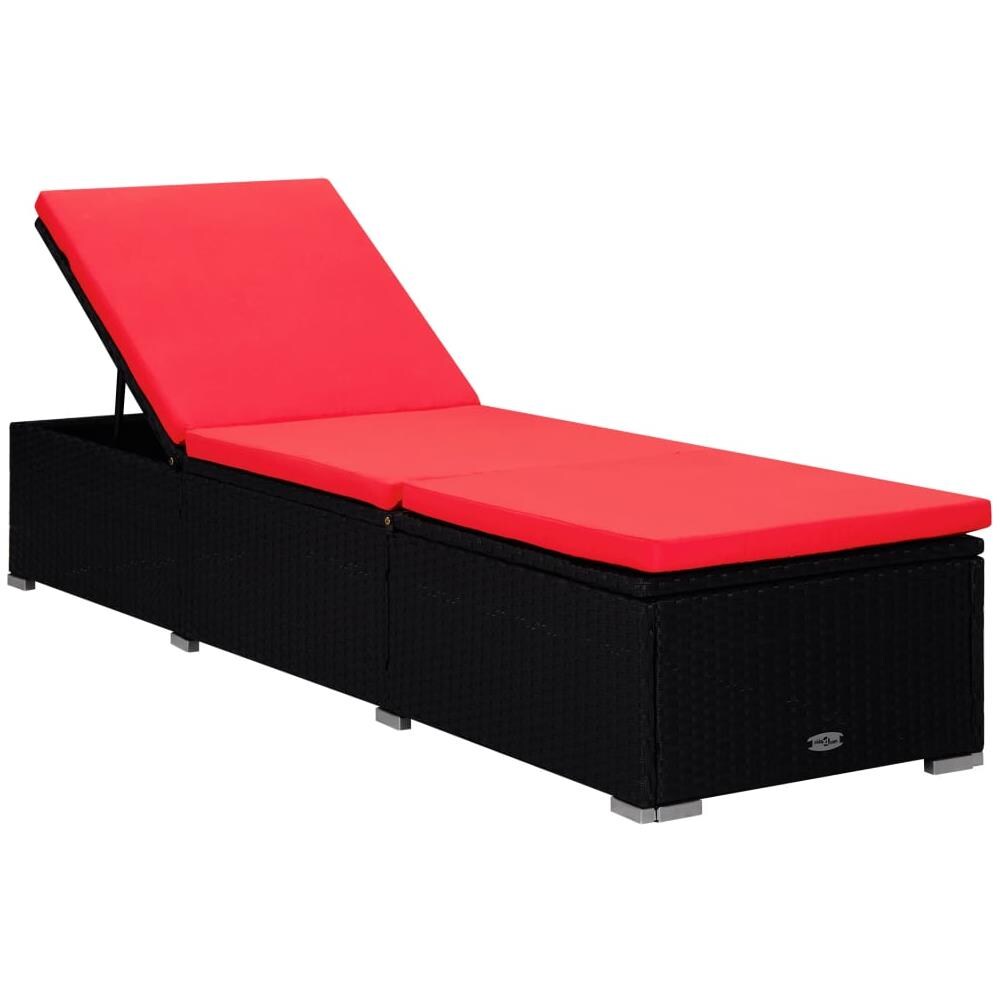 Lettino Prendisole Con Cuscino E Tavolino In Polyrattan Rosso - Foto 2