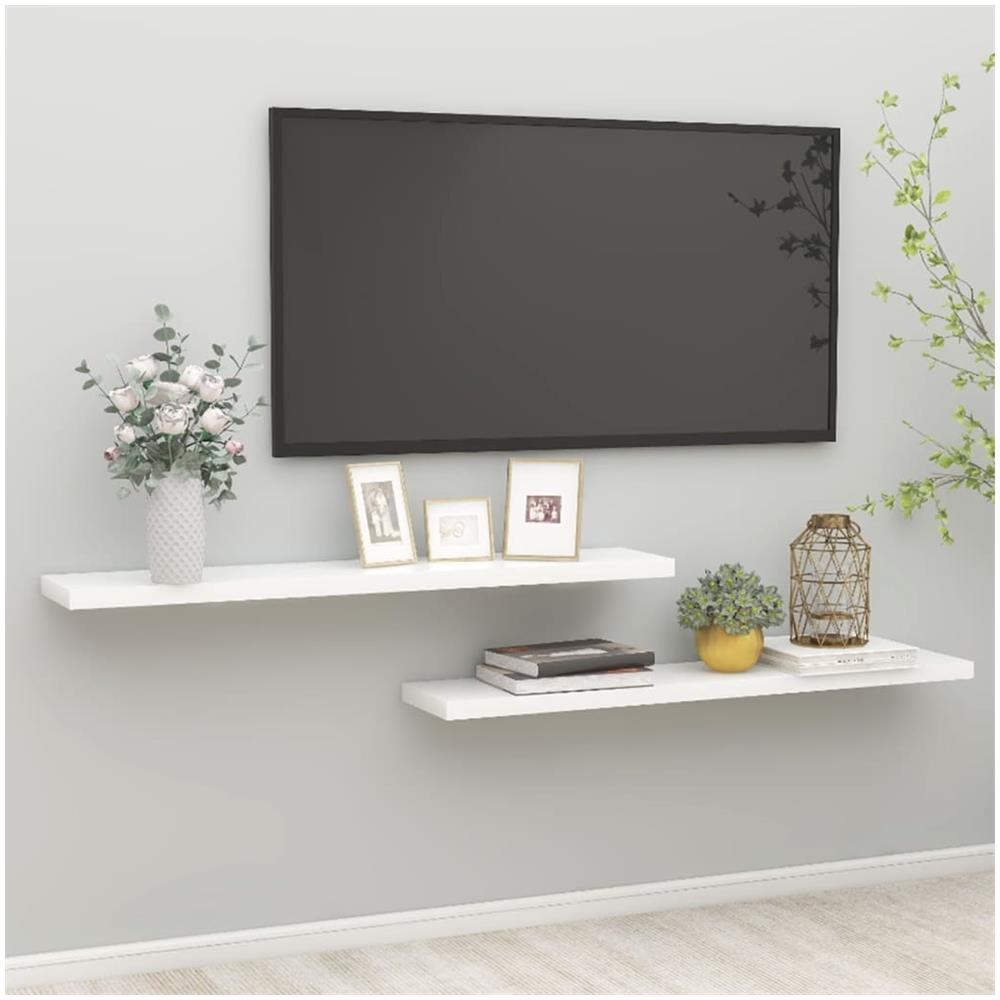 Scaffali A Parete 2 Pz Rovere E Bianco 120x23,5x3,8 Cm In Mdf - Foto 1
