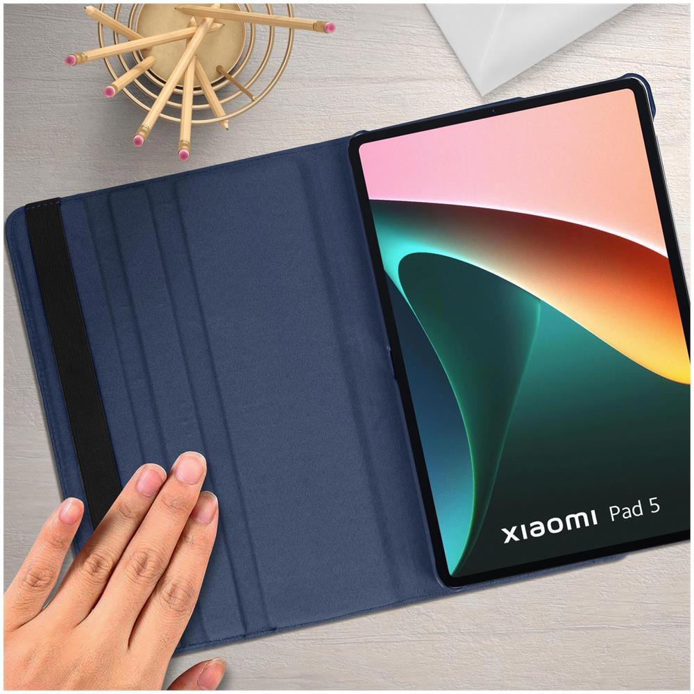 Custodia Xiaomi Pad 5 E 5 Pro Copertina Supporto Rotante 360° Blu Notte - Foto 2