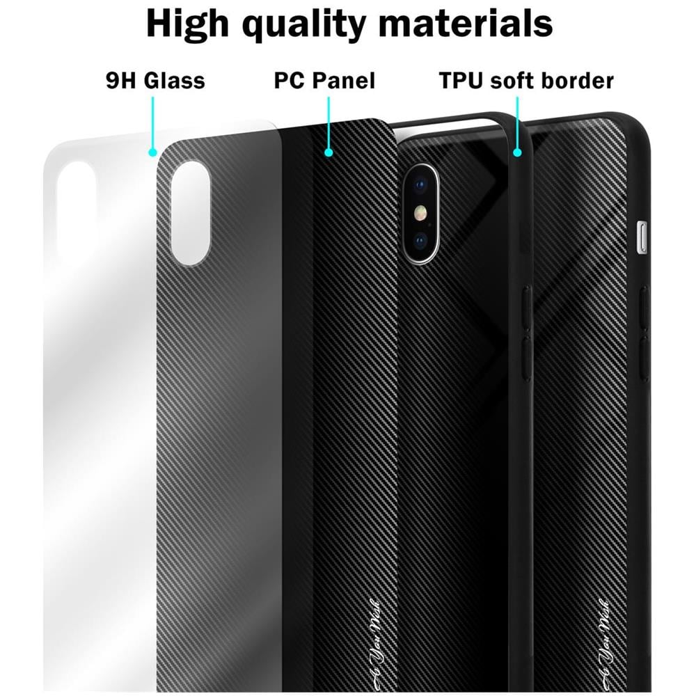 Custodia Compatibile Con Apple Iphone X / Xs - Ottica A Strisce In Opale Nero - Coperchio Protettivo In Vetro Temperato E Silicone Tpu - Foto 7
