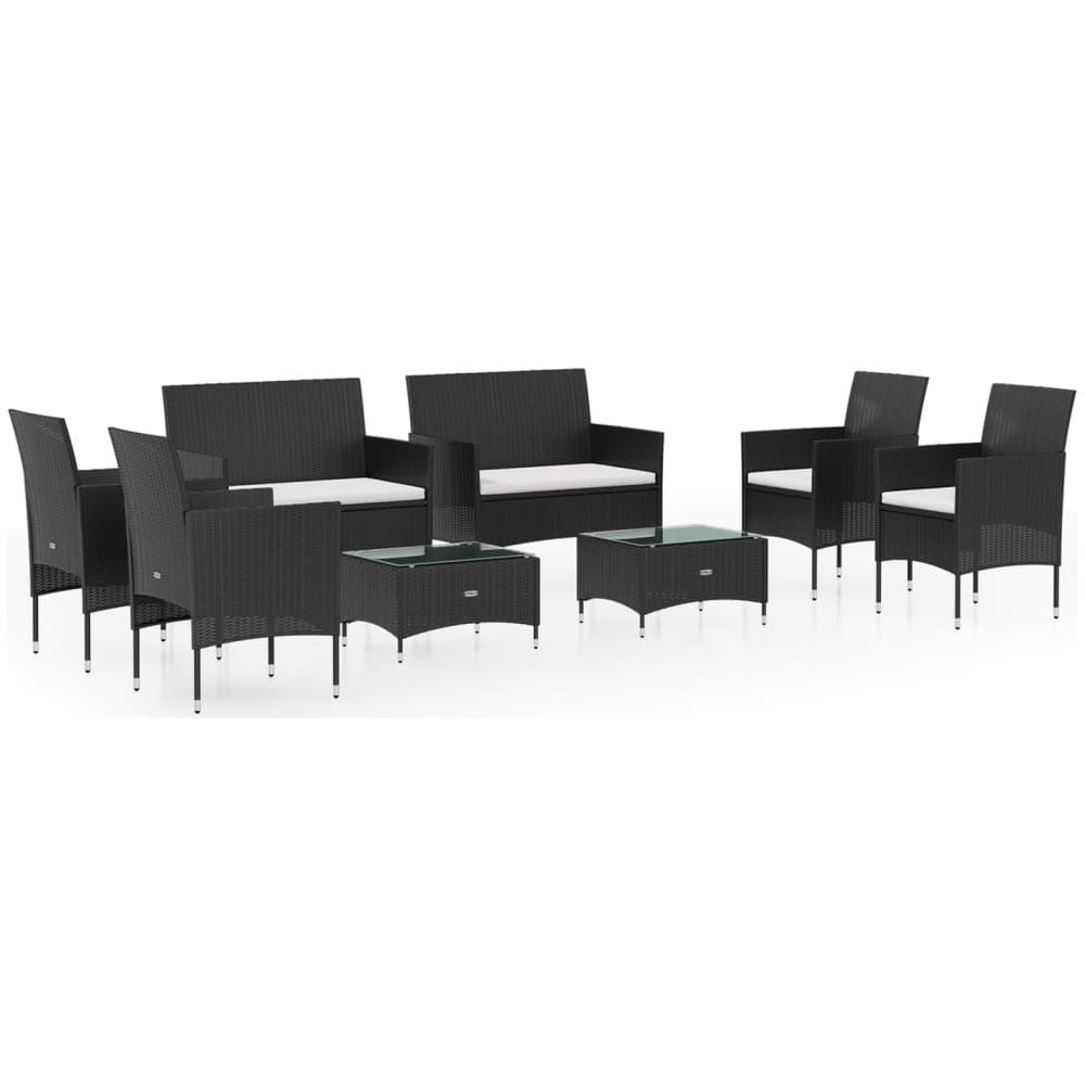 Set Divani Da Giardino 8 Pz Con Cuscini In Polyrattan Nero - Foto 2