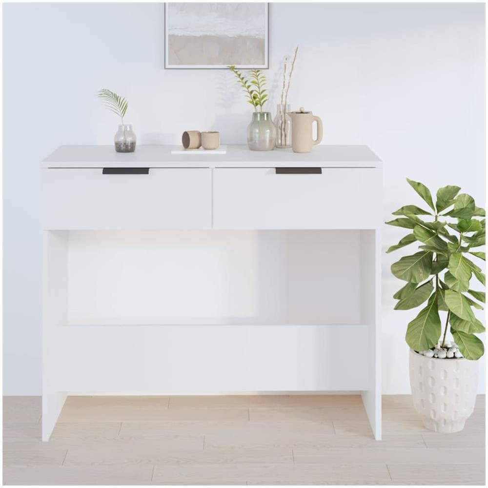 Tavolino Da Salotto Bianco 90x36x75 Cm In Legno Multistrato - Foto 3
