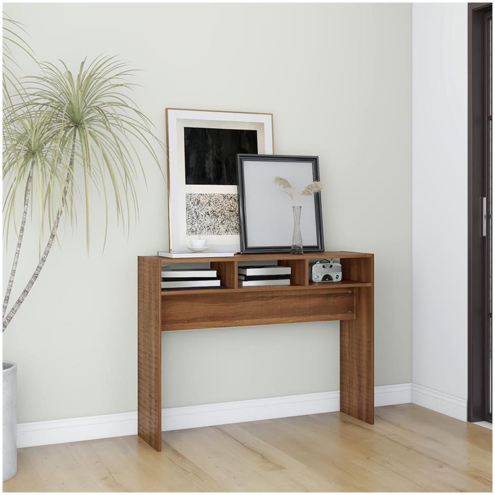 Tavolino Consolle Rovere Marrone 105x30x80 Cm Legno Multistrato - Foto 1