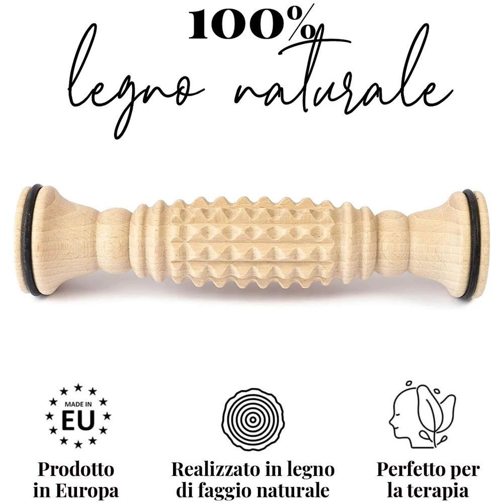 Strumento Massaggiante Per Piedi Con Rullo In Legno 20 X 5 Cm - Foto 1