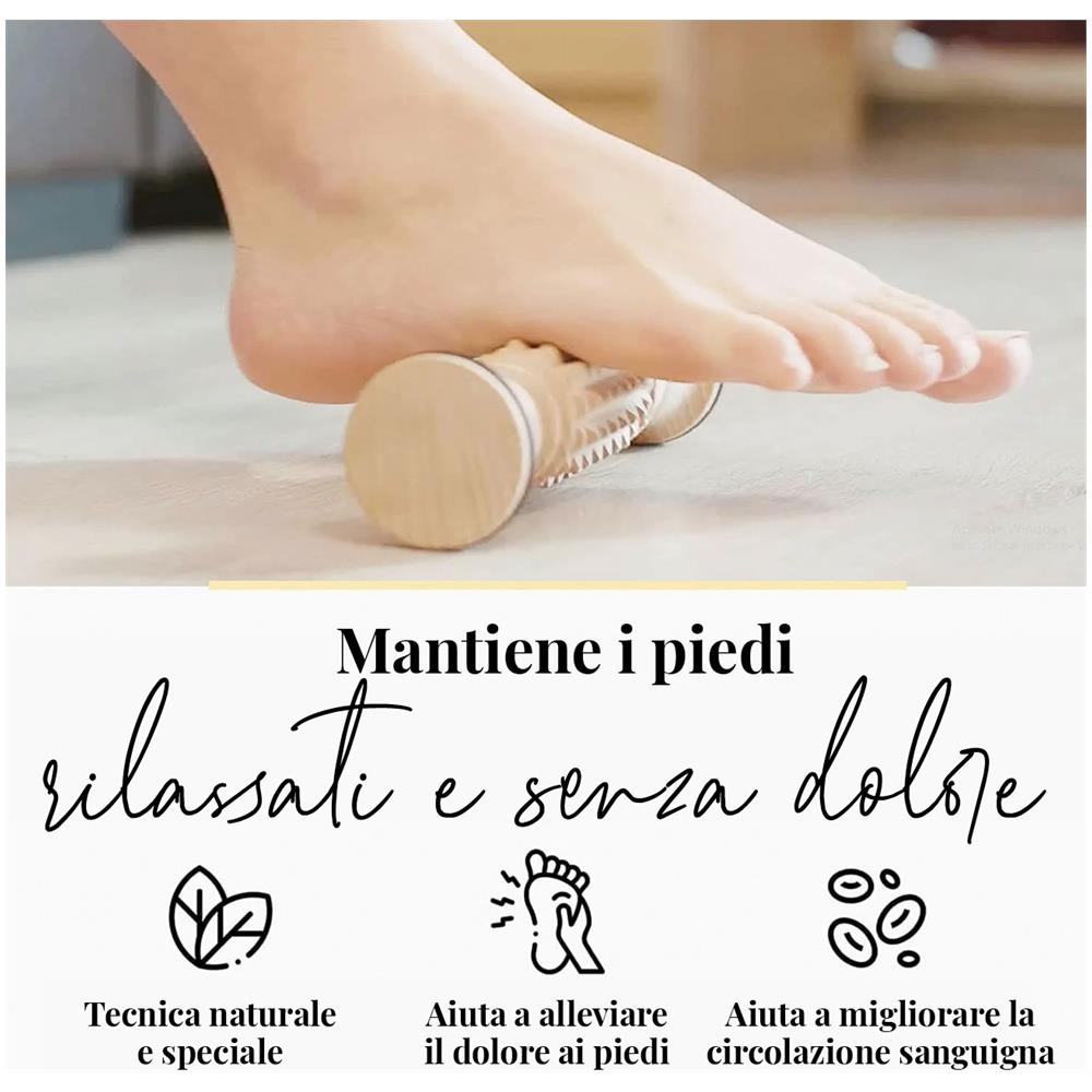 Strumento Massaggiante Per Piedi Con Rullo In Legno 20 X 5 Cm - Foto 3
